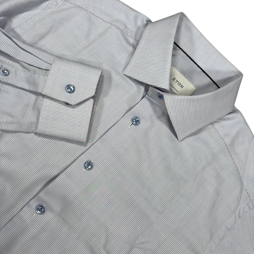 ETON Micro Dobby Dress Shirt Mens 16 41 Light Blue Contemporary Fit NEW